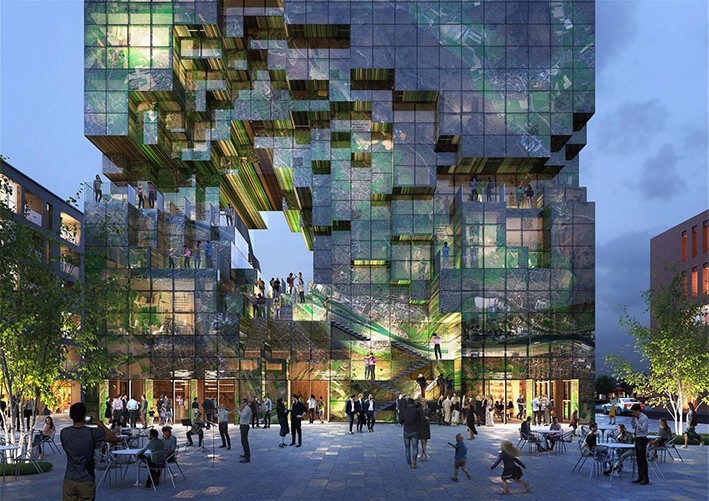 MVRDV Sürdürülebilir Kristal Kaya Cam Cephesini Sunar