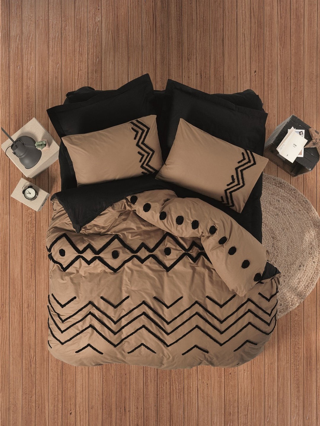 CottonBox Elio Bakır & Siyah nevresim takımı