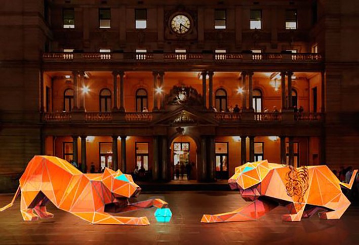 Avustralya'da Dijital Origami Kaplanları Enstalasyonu