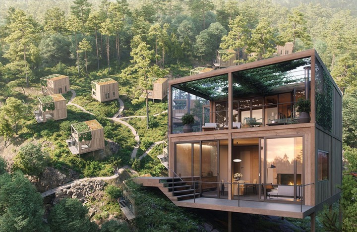 Norveç'teki Sürdürülebilir Ahşap Kabinler
