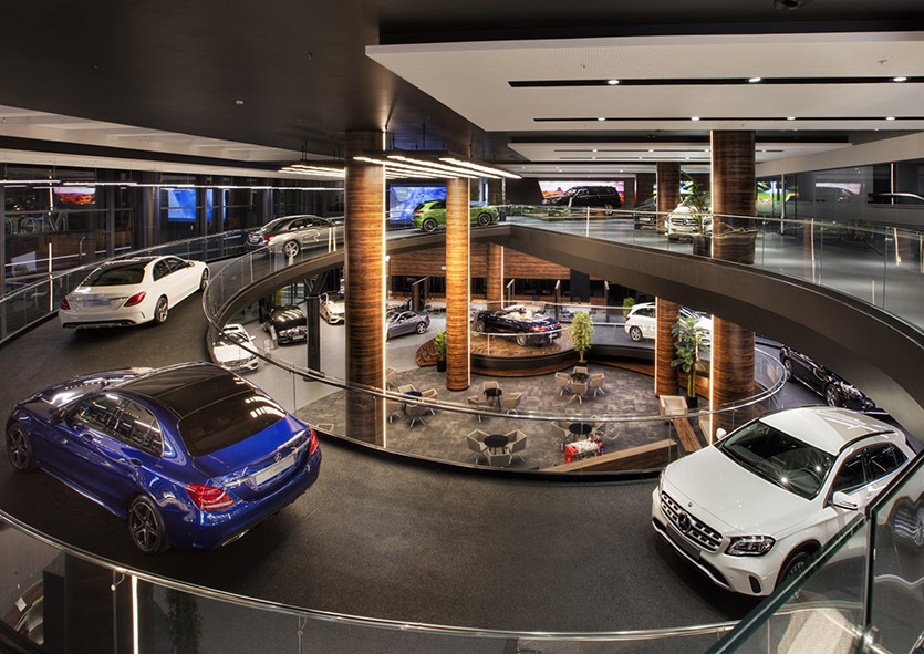 mercedes benz gelecek otomotiv vadipark showroom da boytorun architects imzasi